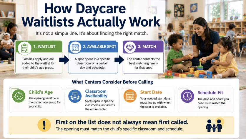 How daycare waitlists work in Richmond TX based on age classroom availability and schedule