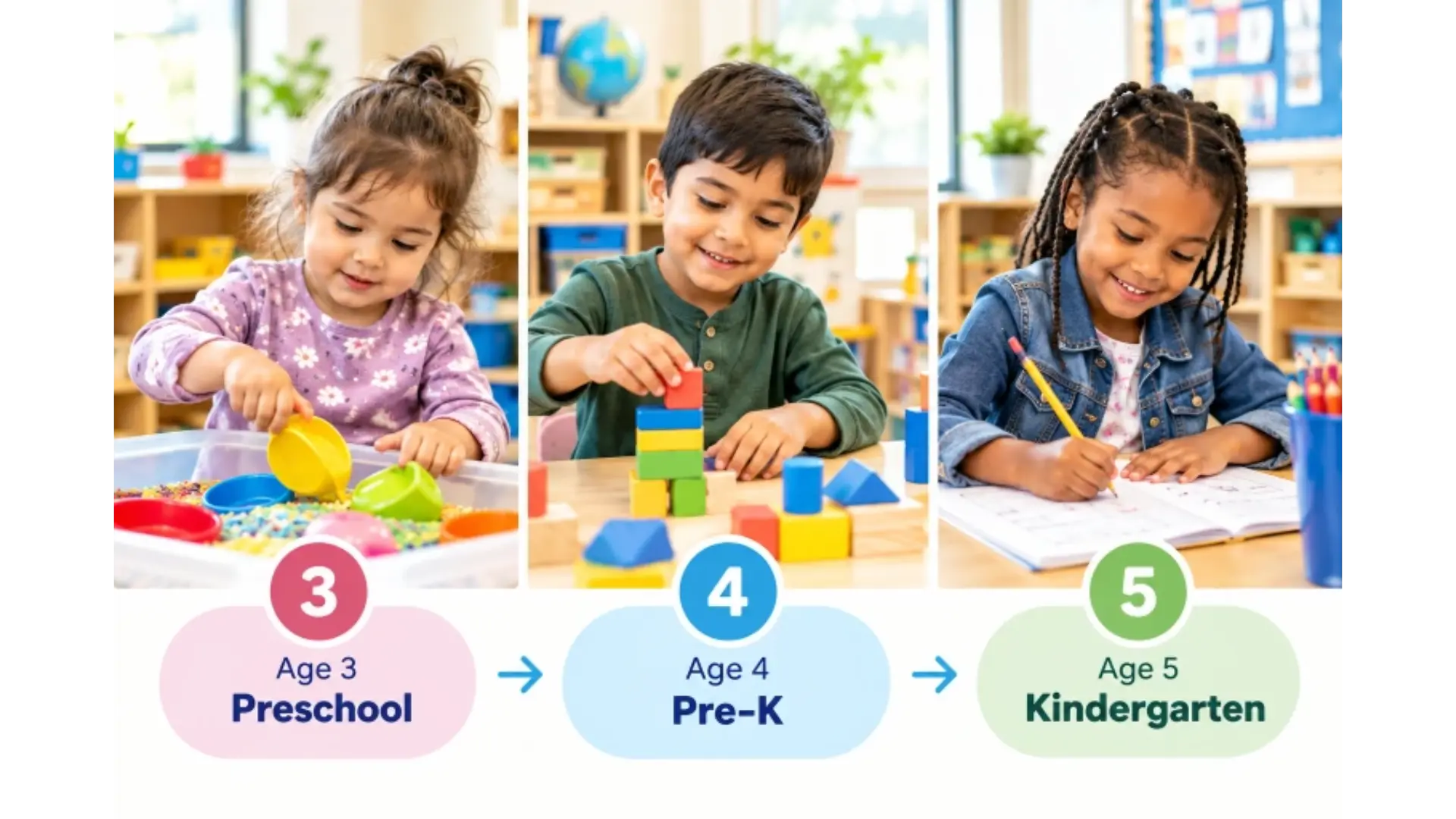 Preschool, pre-K, and kindergarten age and learning comparison in Richmond TX